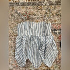 Ganni Blue and White Striped Tank Top